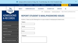Cerritos College - Report Student E-mail/Password Issues