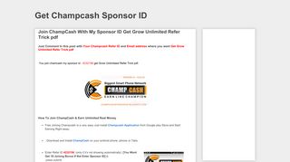 Get Champcash Sponsor ID