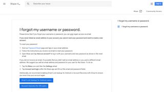 I forgot my username or password. - Waze Help - Google Support