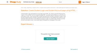 Create Student Login And Student Account Page Usin... | Chegg.com