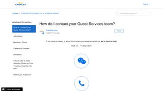 How do I contact your Guest Services team? – Cineplex