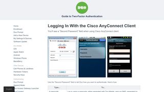 Logging In With the Cisco AnyConnect Client - Guide to Two-Factor ...