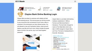 Clayton Bank Online Banking Login - CC Bank