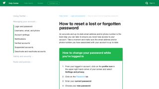 How to reset a lost or forgotten password - Twitter support