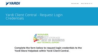 Yardi Client Central - Request Login Credentials — Self Storage ...