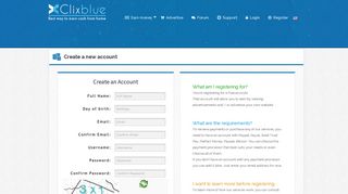 Register - Clixblue - Get some Blue into your pockets