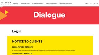 Log in: Dialogue - eTelefilm - Telefilm Canada