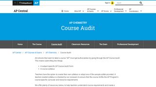 AP Chemistry: Course Audit | AP Central – The College Board