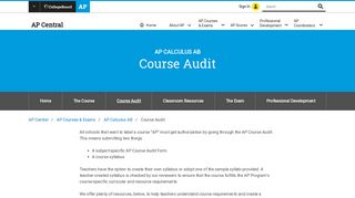 AP Calculus AB: Course Audit | AP Central – The College Board