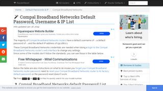 Compal Broadband Networks Default Password, Login & IP List ...