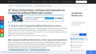 Compal Broadband Networks Reset Instructions, Manuals and ...