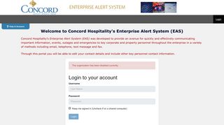 Concord Hospitality Alerts - Login to your account