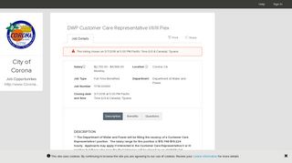 DWP Customer Care Representative I/II/III Flex - GovernmentJobs.com ...
