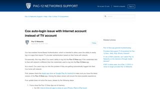 Cox auto-login issue with Internet account instead of TV account – Pac ...