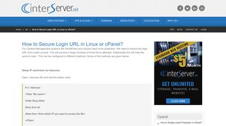 How to Secure Login URL in Linux or cPanel? - Interserver Tips