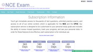 Subscription Options for Your NCE and CPCE Exam Prep