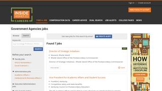 Government Agencies jobs - Inside Higher Ed Careers