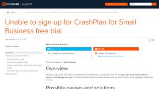Unable to sign up for CrashPlan for Small Business free trial - Code42 ...