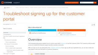 Troubleshoot signing up for the customer portal - Code42 Support