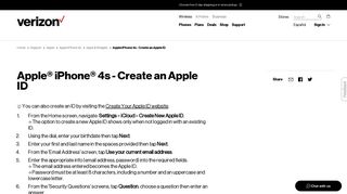 Apple iPhone 4s - Create an Apple ID | Verizon Wireless