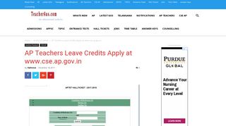 AP Teachers Leave Credits Apply at www.cse.ap.gov.in » Teacher4us ...