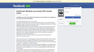 Confirmed: Students can access CXC results online | Facebook