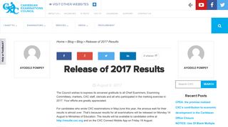 Release of 2017 Results | Caribbean Examinations Council - CXC
