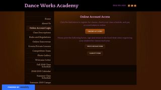 Online Account Login - Dance Works Academy