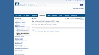 Out of School Time Programs (OSTP) Sites | dcps