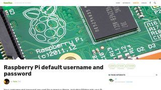 Raspberry Pi default username and password - howchoo