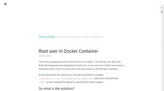 Root user in Docker Container · Gaurav Koley