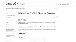 Editing User Profile & Changing Password – DRACOON