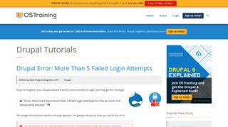 Drupal Error: More Than 5 Failed Login Attempts - OSTraining