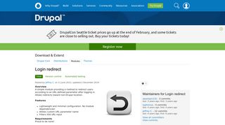 Login redirect | Drupal.org