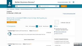 E-Renter USA Ltd | Complaints | Better Business Bureau® Profile