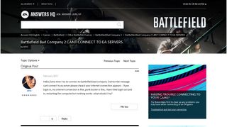 Battlefield Bad Company 2 CANT CONNECT TO EA SERVERS ...