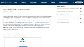 Create a personal MyEBSCOHost account - EBSCO Support