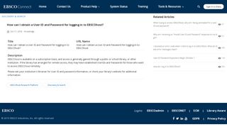 How can I obtain a User ID and Password for logging in to EBSCOhost?