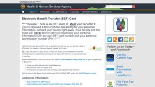 Electronic Benefit Transfer (EBT) Card - County of San Diego