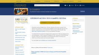 Student Access to e-Campus System - The University of Rhode Island