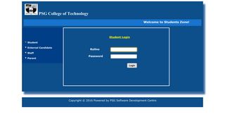 Student Zone-Login - PSG College of Technology
