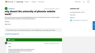 why doesnt the university of phoenix website work? - Microsoft ...