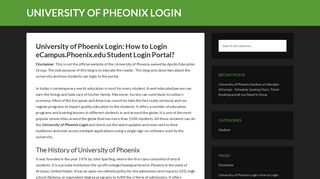 University of Pheonix Login – Student Portal, ECampus Login ...