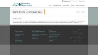 employee login | Search Results | Community Health Systems (CHS)