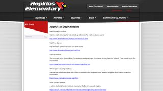 Helpful 4th Grade Websites - Mentor Public Schools
