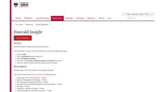 Emerald Insight | The Library | University of Salford, Manchester