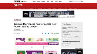 Emma's Diary faces fine for selling new mums' data to Labour - BBC ...