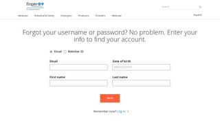 Forgot Username or Password | Empireblue.com