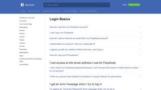 Login Basics | Facebook Help Center | Facebook