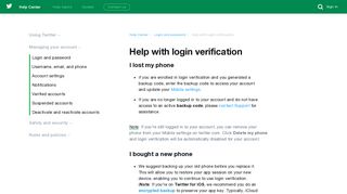Help with login verification - Twitter support